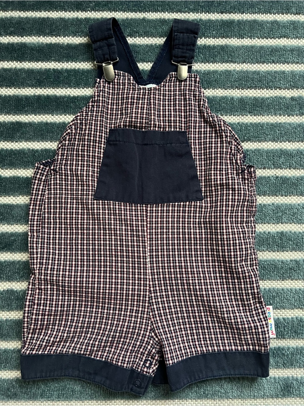 Vintage Peas & Mum Baby Gingham Shortalls 18 Months